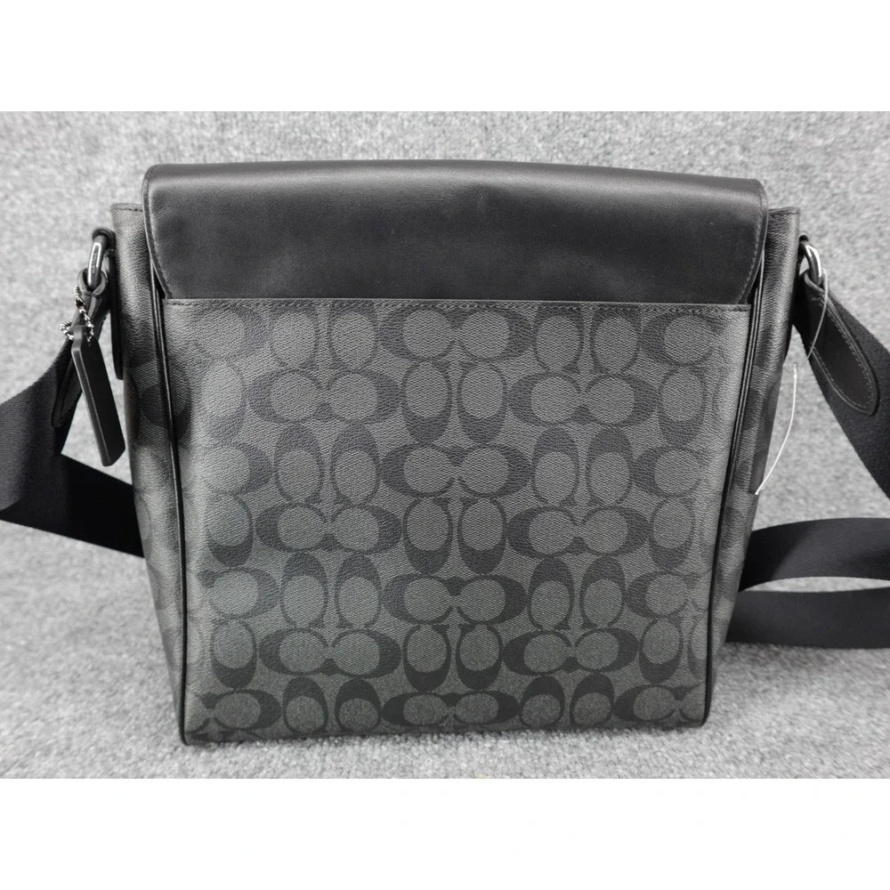 Coach Houston Map Bag Signature Canvas Mens Charcoal Black F73339 Messenger Bag